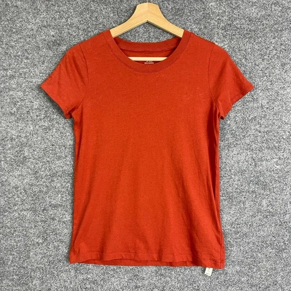 NEW Madewell T-Shirt  XXS Burnt Orange New Crew Neck Short Sleeve Cotton Tee