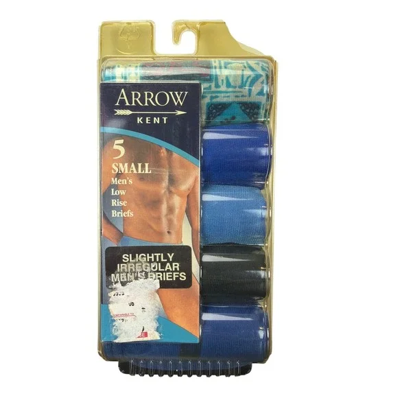 Vtg Arrow Kent Mens Low Rise Briefs Pack of 5 Size Small Slightly Irregular
