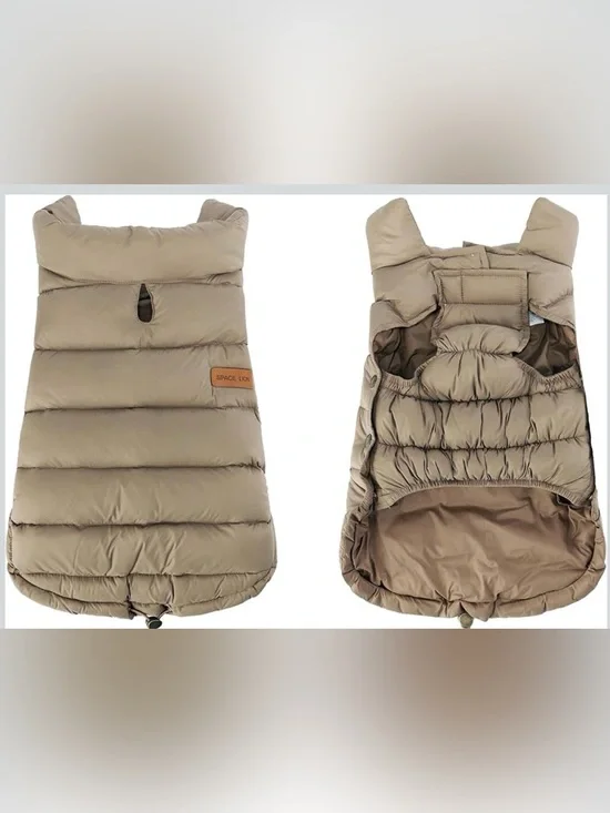 NWT Space‎ Lion Dog Puffer Vest – Small Khaki Duck Down Winter Coat