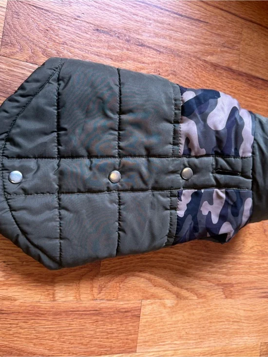 Quilted Olive Green & Camo Dog Jacket