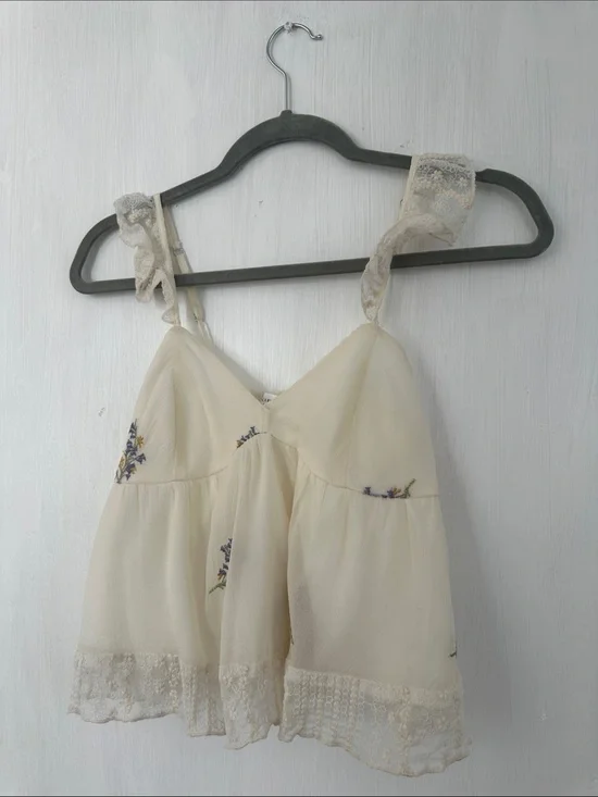 Cream Floral Lace Camisole Top