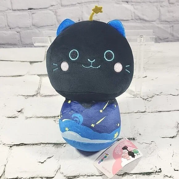 Mewaii 8‎ Inch Mushroom Plush Cute Black Cat Plush Pillow Soft Plushies Squish