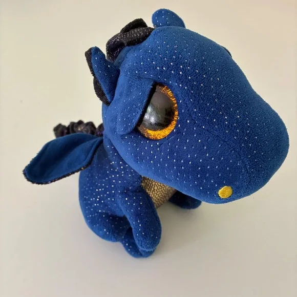 Ty Beanie Boos Saffire Blue Dragon Plush Sparkle Gold Eyes Iridescent 6 inch