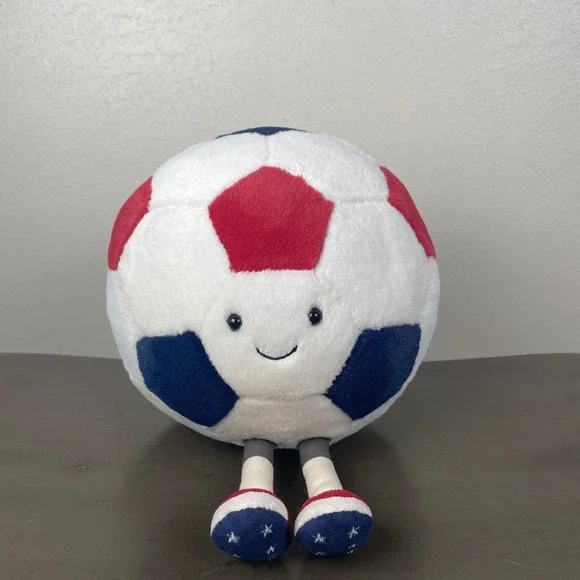 Jellycat Amuseables USA Soccer‎ Ball Plush Red White Blue Sports AS2FUSA NWT