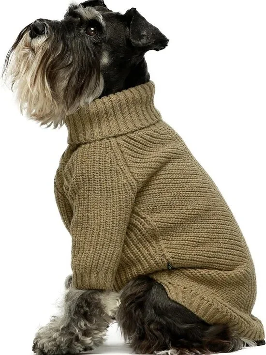 Cozy Thermal Knitted Dog Sweater - Winter Coat, Turtleneck Jacket, Sage Green