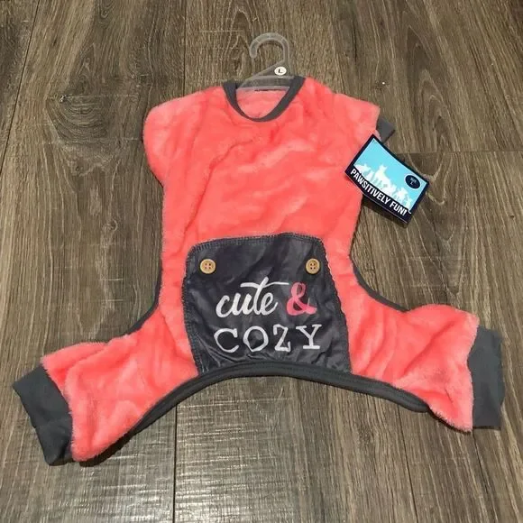 NEW Dog Sweater Size L Pawsitively Purrfect Pink & Gray Dog Sweater