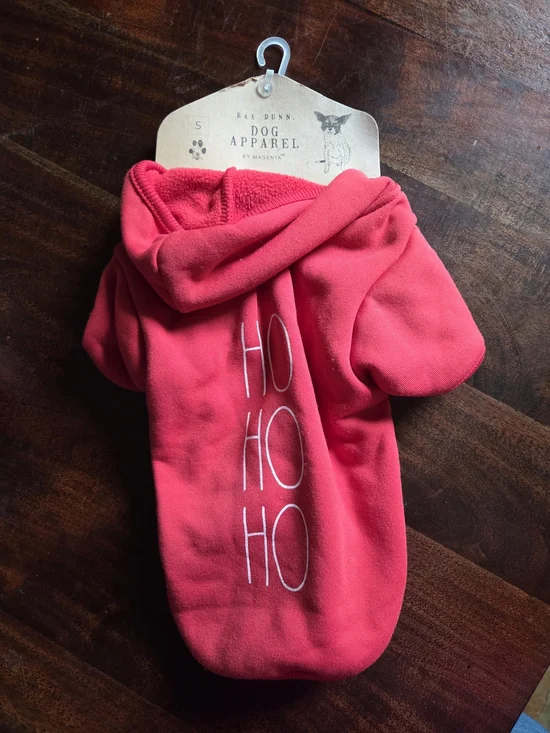 Small Rae Dunn Red Dog Hoodie  'HO HO HO'
