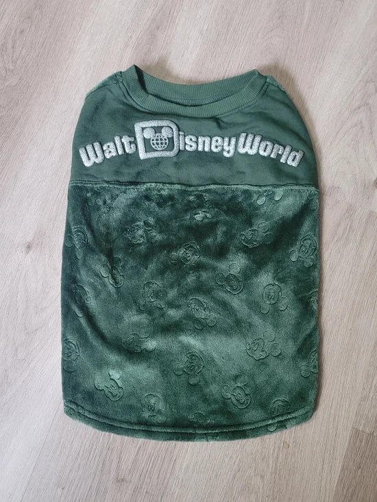 Disney Parks Spirit Jersey Dog Pet Sweater XL Green Fleece Mickey Mouse Matching