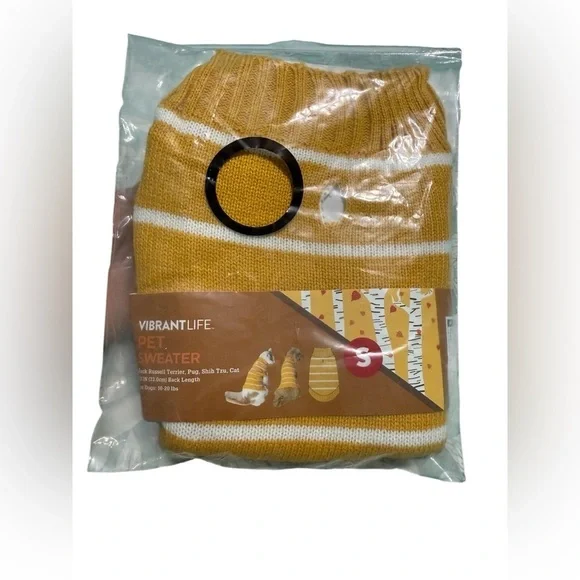 Vibrant Yellow and White Pet Sweater Size Small