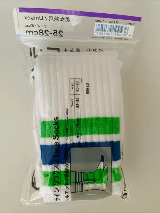 FamilyMart Convenience Wear Line Socks White Green Blue 25-28cm Unisex Japan NEW