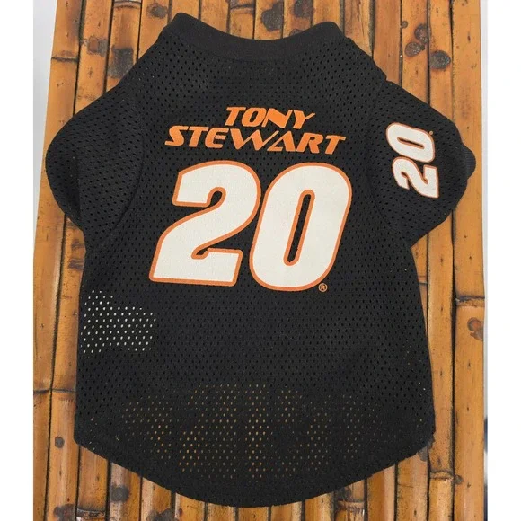 Tony Stewart #20 NASCAR Dog Black Mesh Dog Pet Jerset Shirt