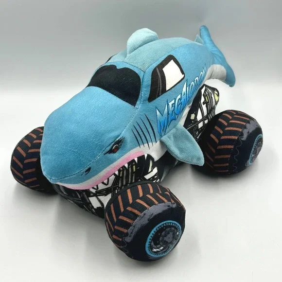 Monster Jam Megalodon Plush Blue Kids Large Shark Monster Truck EUC 17 x 11 x 8