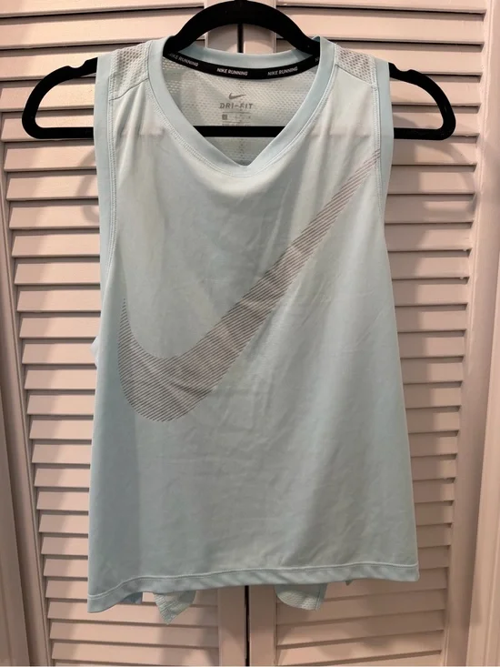 Nike Light Blue Women's Dri-FIT Tank with Large Swoosh
