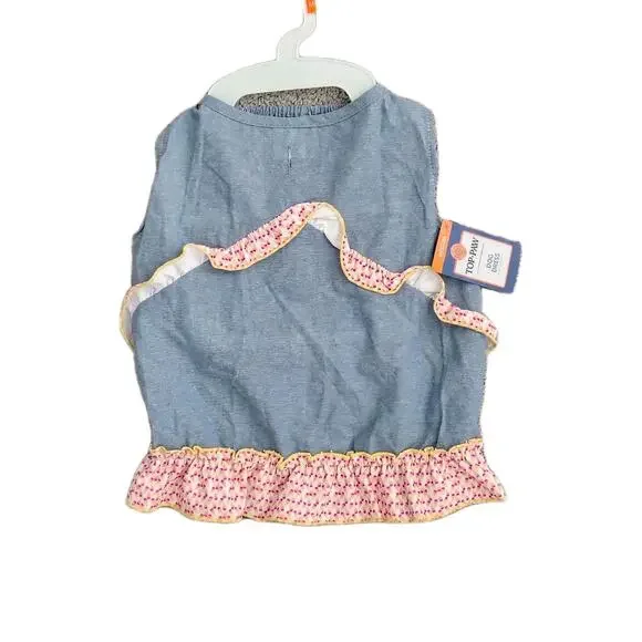 Top Paw Medium Denim Popsicle Ruffle Trim Dog Dress Summer NEW