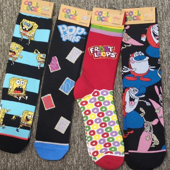 Kellog's‎ Silly Pop Tarts Colorful Spongebob Men's Socks Bundle