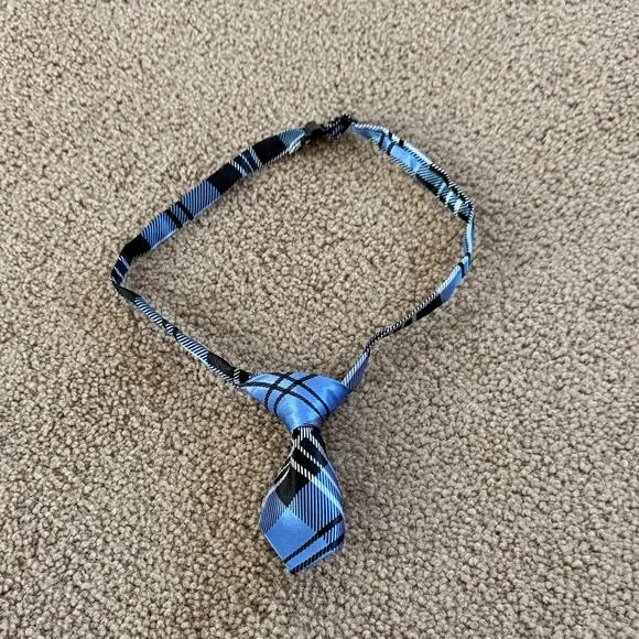 Blue Plaid Adjustable Clip-On Dog Necktie