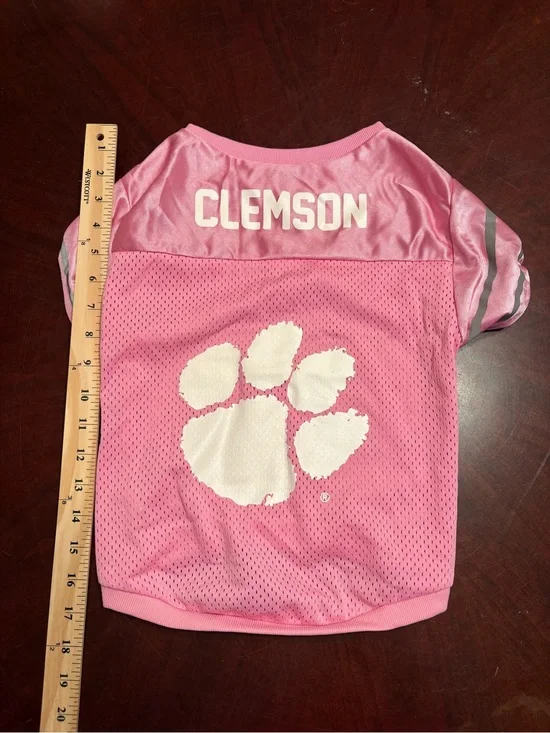 Pink Mesh Dog Clemson Jersey with Paw Logo
