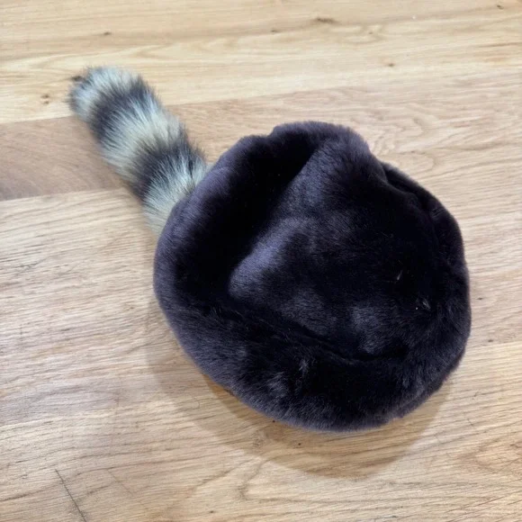 Companion Road Pet Fashions Faux Fur Coonskin Cap Hat with Tail for Dogs Cats