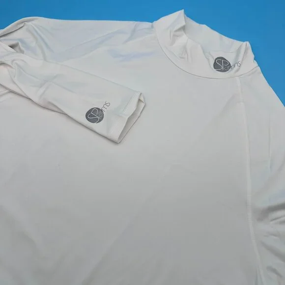 SParms Men's High‎ Neck Sun Protection Breathable Body Shirt, Size XL, White