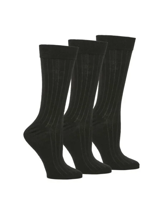 Vince Camuto Men's Wide Rib Crew Socks 3 Pack Black One Size NWT