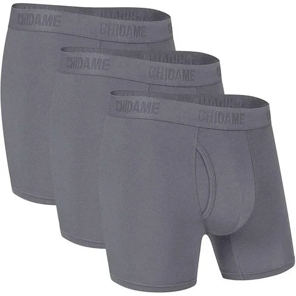 Chidame Mens 3 Pack Second Skin‎ Boxer Briefs Gray MicroModal XXL New