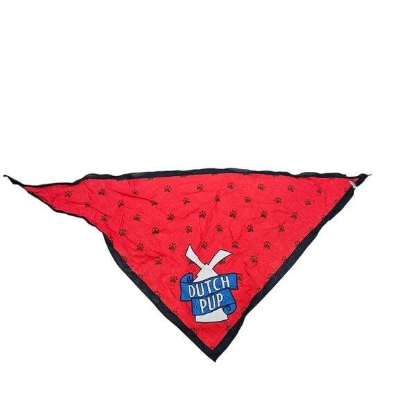 Dutch Bros Coffee Dog Bandana Pet One Size Red Paw Print Windmill Dutch Pup Logo