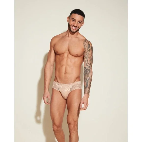 Cosabella Never Say Never Men's Comfort Micro Brief Lace Underwear Nude Beige S