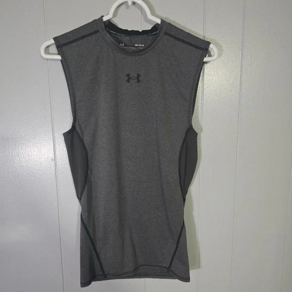 Under Armour Men's‎ Medium HeatGear Compression Sleeveless Shirt Tank Top Gray