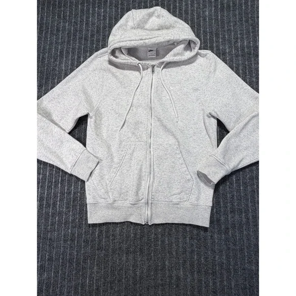 Nike Zip Up Hoodie Womens Small Gray Fleece Sporty Minimalist Casual Streetwear