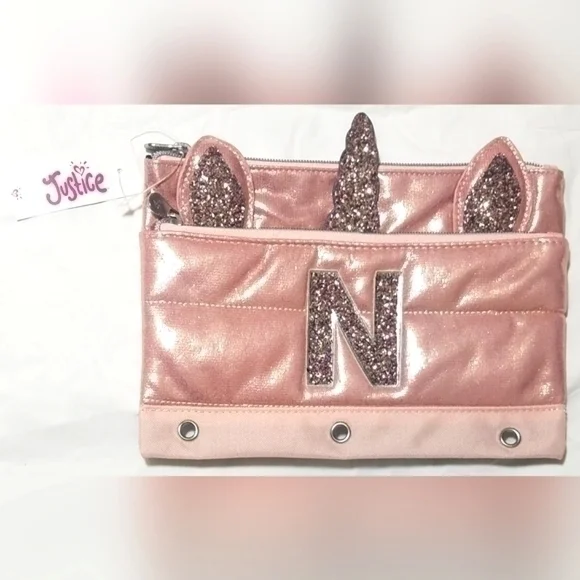 Justice Unicorn Initial N Binder Pencil Case