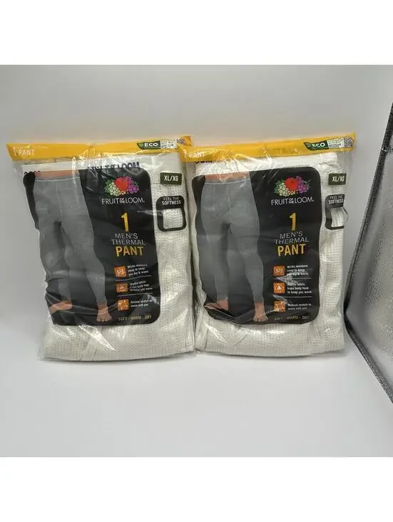 2X FRUIT of the LOOM Men’s Size XL Thermal Waffle Pants Underwear Bottoms