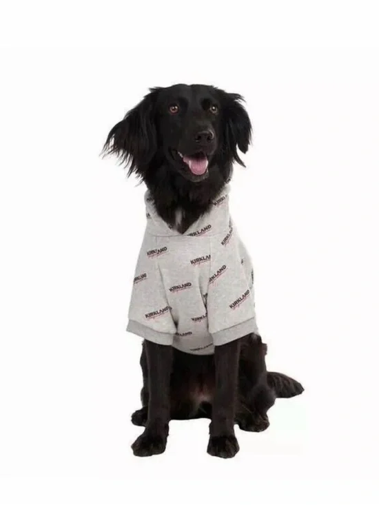 Kirkland Signature Light Gray Dog Hoodie with Logo Print
