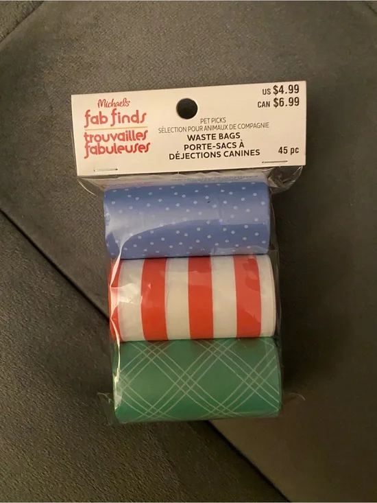 Michaels Fab Finds Decorative Pet Waste Bags - Blue, Red, Green