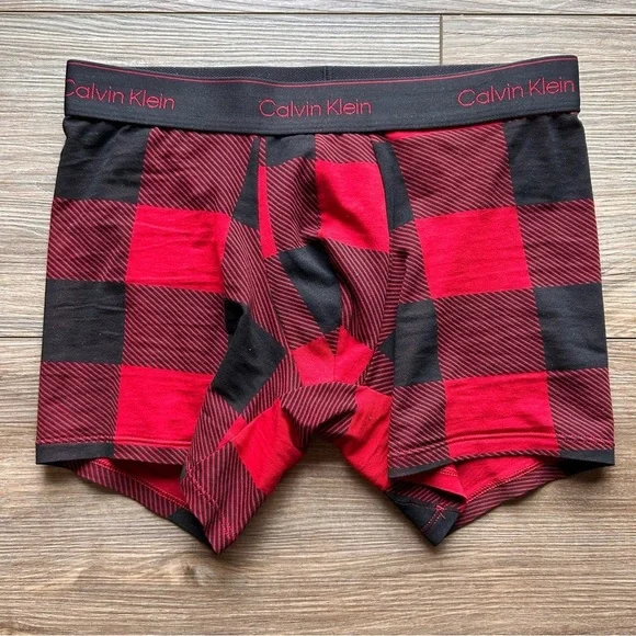 Calvin Klein | Icon Cotton Stretch Red & Black Plaid Boxer Brief (Small)