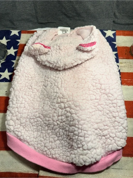 Cozy Light Pink Sherpa Pet Hoodie with Ear Details