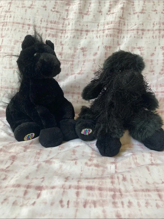 Ganz Webkinz Black Poodle & Black Stallion Horse Plush Retired No Code
