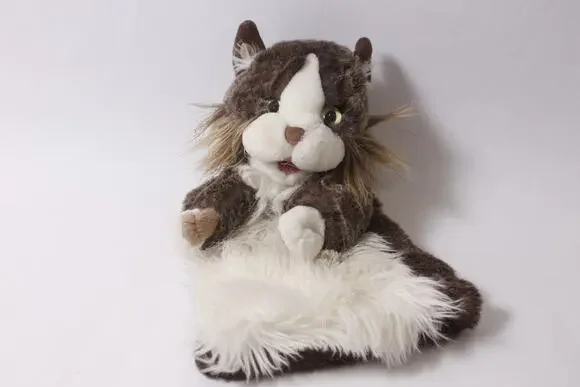 Folkmanis Cat Hand Puppet Vintage Soft Toy with White Brown Fur ~ 260209-WH 963