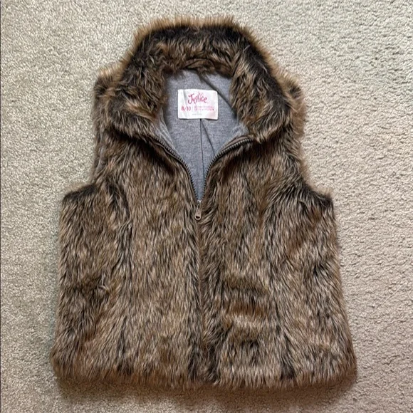 Justice Y2K girls faux fur vest - medium 8 / 10