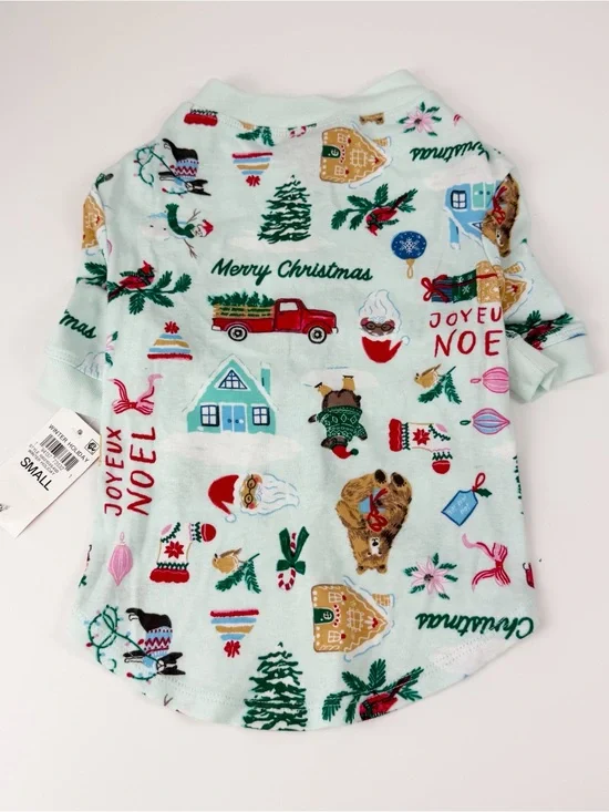 Holiday Lane Pajamas Dog Small Pet PJS Winter Holiday Blue Christmas Cotton NWT