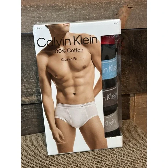 Calvin Klein‎ Classic Fit Brief Black/Colorband Men's Size 2XL 4 Pack New