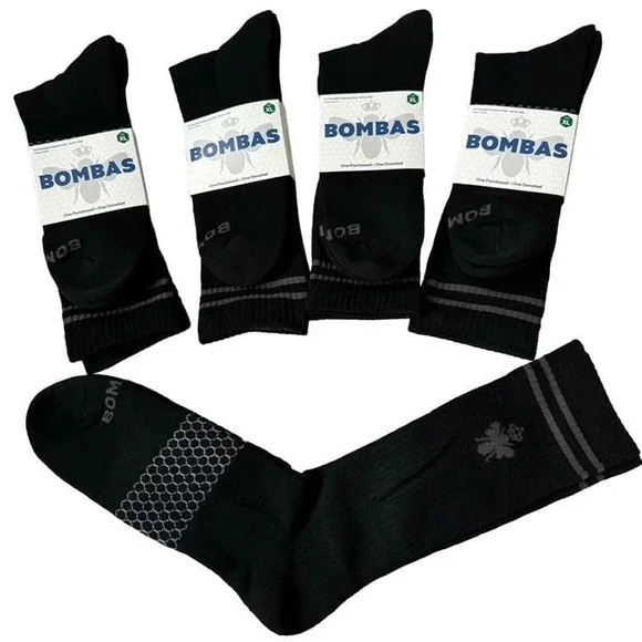 Bombas calf socks mens size XL Black Honeycomb stay up antimicrobial treatment