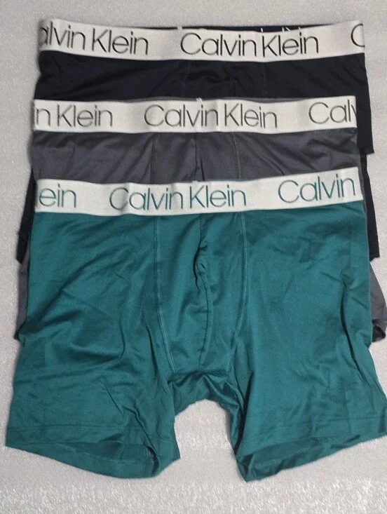 Calvin Klein Men's 3-Pack Boxer Briefs - Teal, Gray, Black - Medium