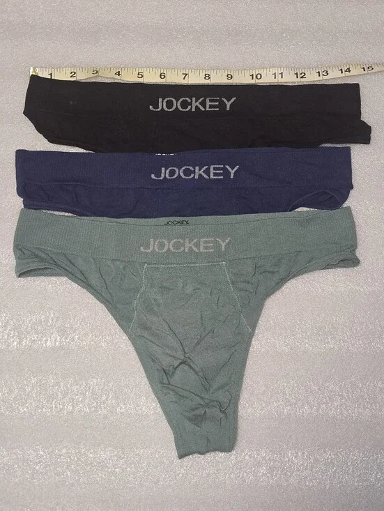 Jockey Men's Form-Fit 3-Pack Thong Set - Black, Navy, Green - XL