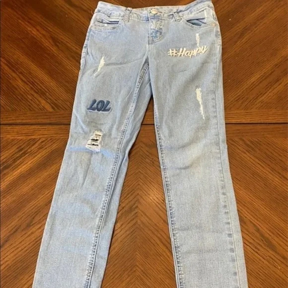Justice Girl‎ Light Wash Embroidered Jeggings| 10