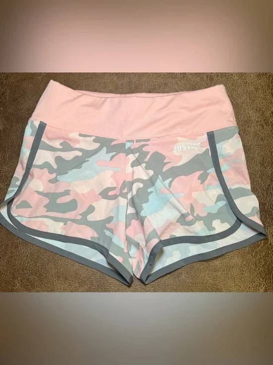 Justice Girls Pink Camo Active Running Shorts Built In Liner Size 7 NWT