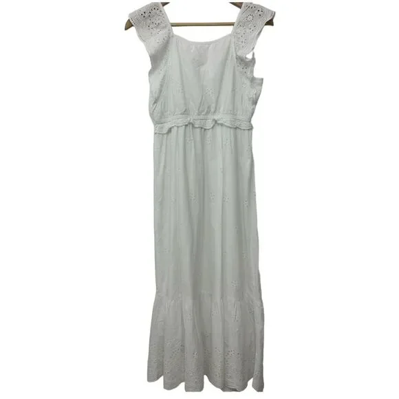 Justice White Eyelet Lace Maxi Dress Size 14