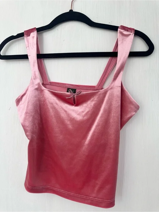 wild fable Pink Velvet Camisole with Keyhole