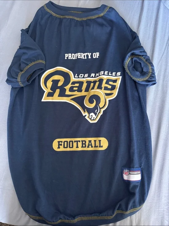 NFL Los Angeles Rams Dog Tee Navy and Gold XL