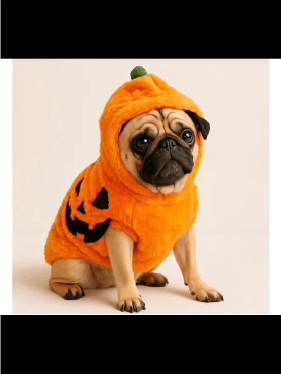Pumpkin Plush Dog Costume Hoodie - Orange