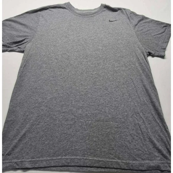 Nike Dri-Fit men's gray athletic basic t-shirt‎ sz. XL black swoosh logo